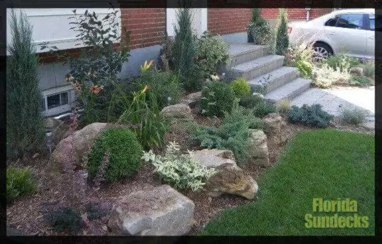 Front Yard Rock Garden that we build in ville Saint Laurent Rock garden in St-Laurent