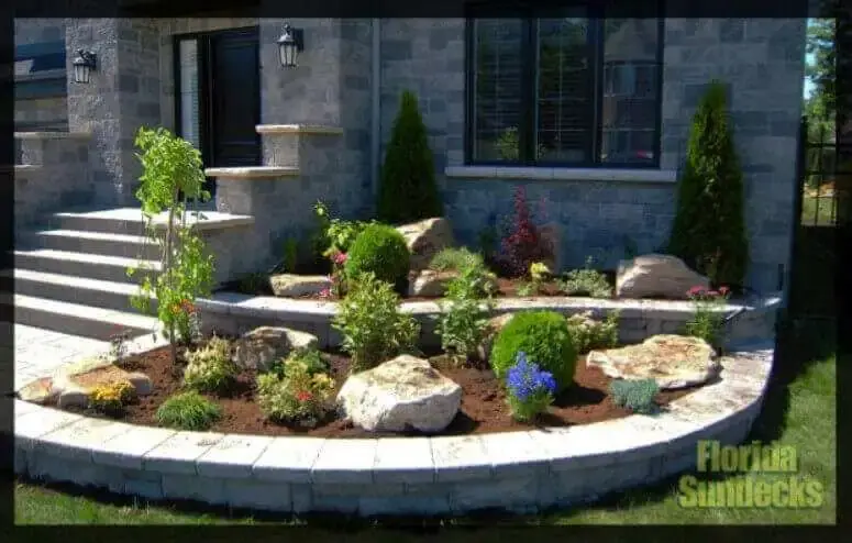 Front Yard Rock Garden with retainning walls in Ile-Perrot Rock Garden in Ile-Perrot