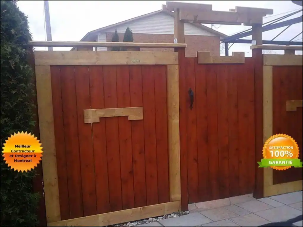 Clôture et porte construite à Ile-Bizard Clôture en bois Traité