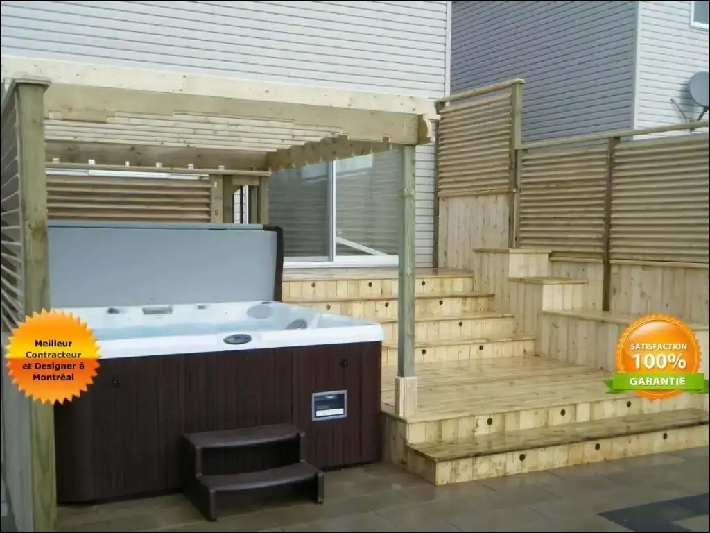 Patio en bois traité batit à  Montréal Patio bois traité