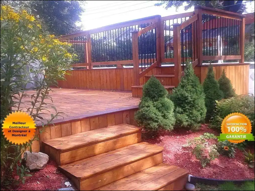 Patio en bois traité multi niveaux à  Ile-Perrot Patio en bois traité